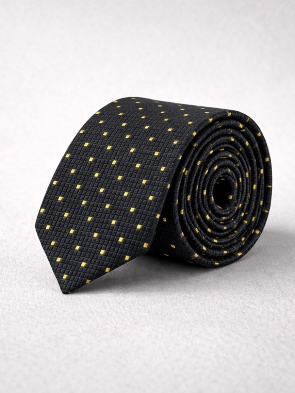 Gucci Silk Tie Gray Yellow Micro Dot Pattern Designer Luxury Necktie